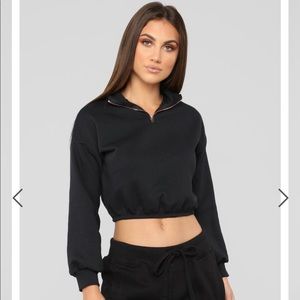 Fashion Nova Mock Neck Cropped Sweatshirt